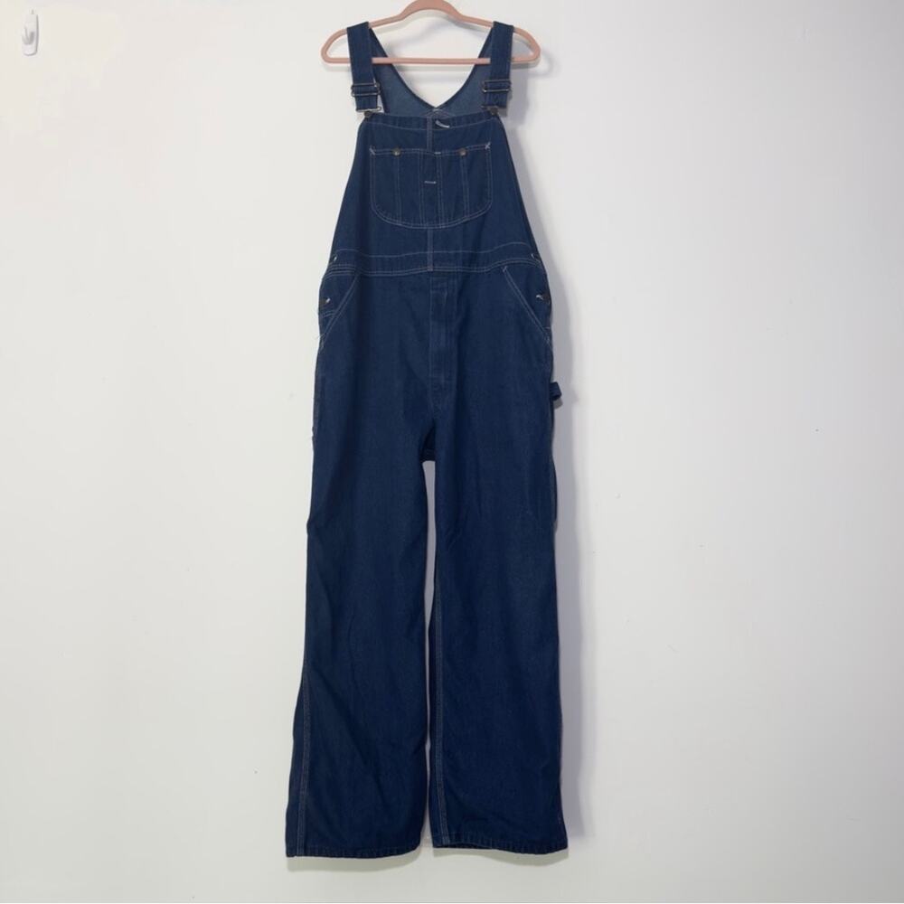 ROEBUCKS SEARS Vintage Blue Denim Painter Carpenter Bib Overalls  Size 46 x 30